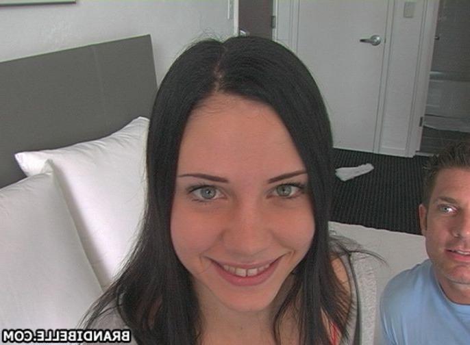 16P Brandi Belle stroking and measuring a hard schlong