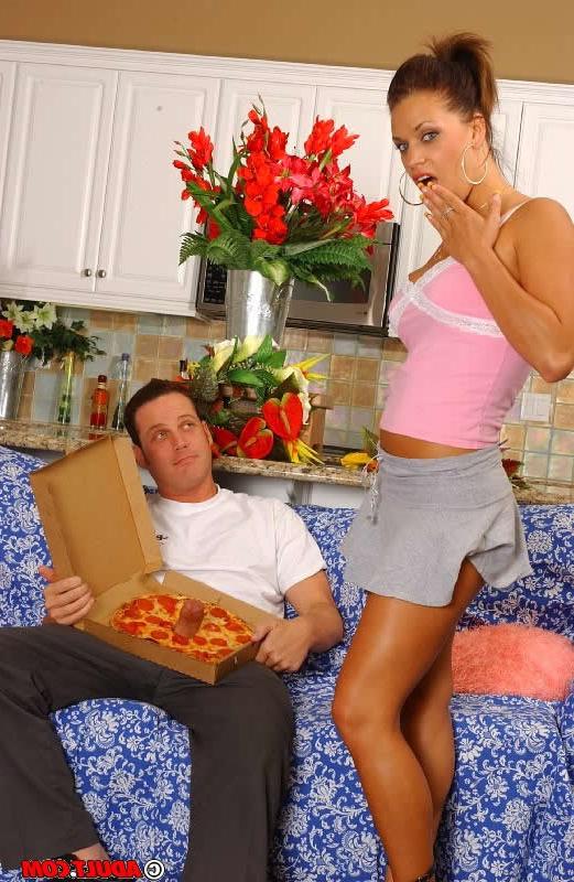 16P Brunette chick gets a surprise in her pizza