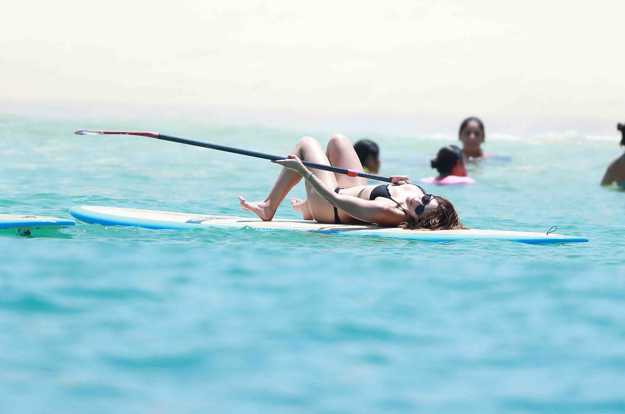 16P Katharine McPhee busty and booty in tiny black bikini