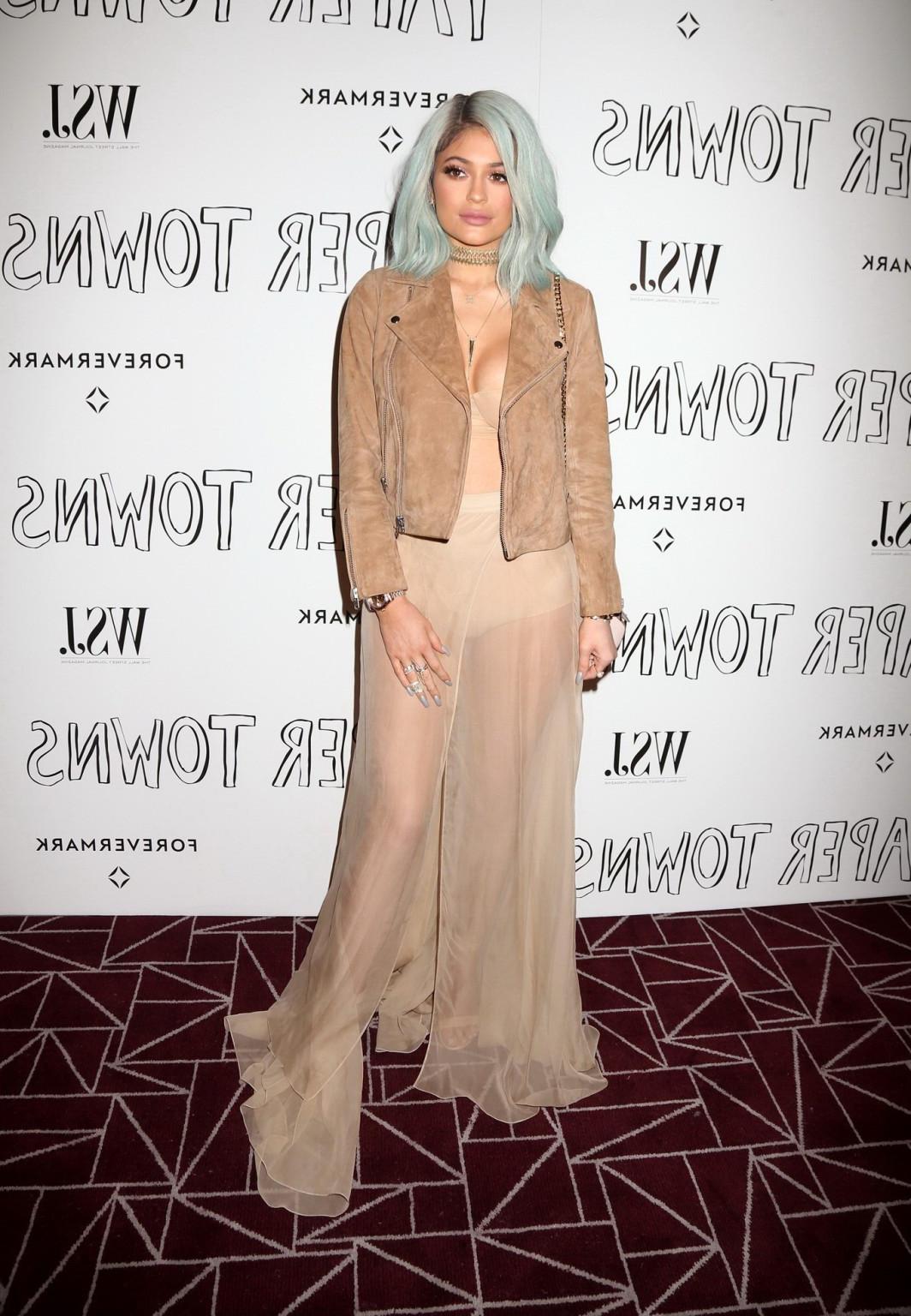16P Kylie Jenner busty wearing crop top  see through skirt at Paper 