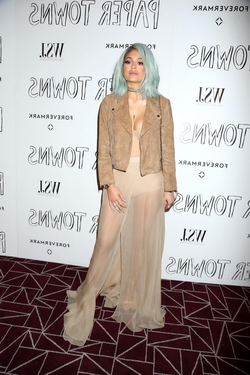 16P Kylie Jenner busty wearing crop top  see through skirt at Paper 