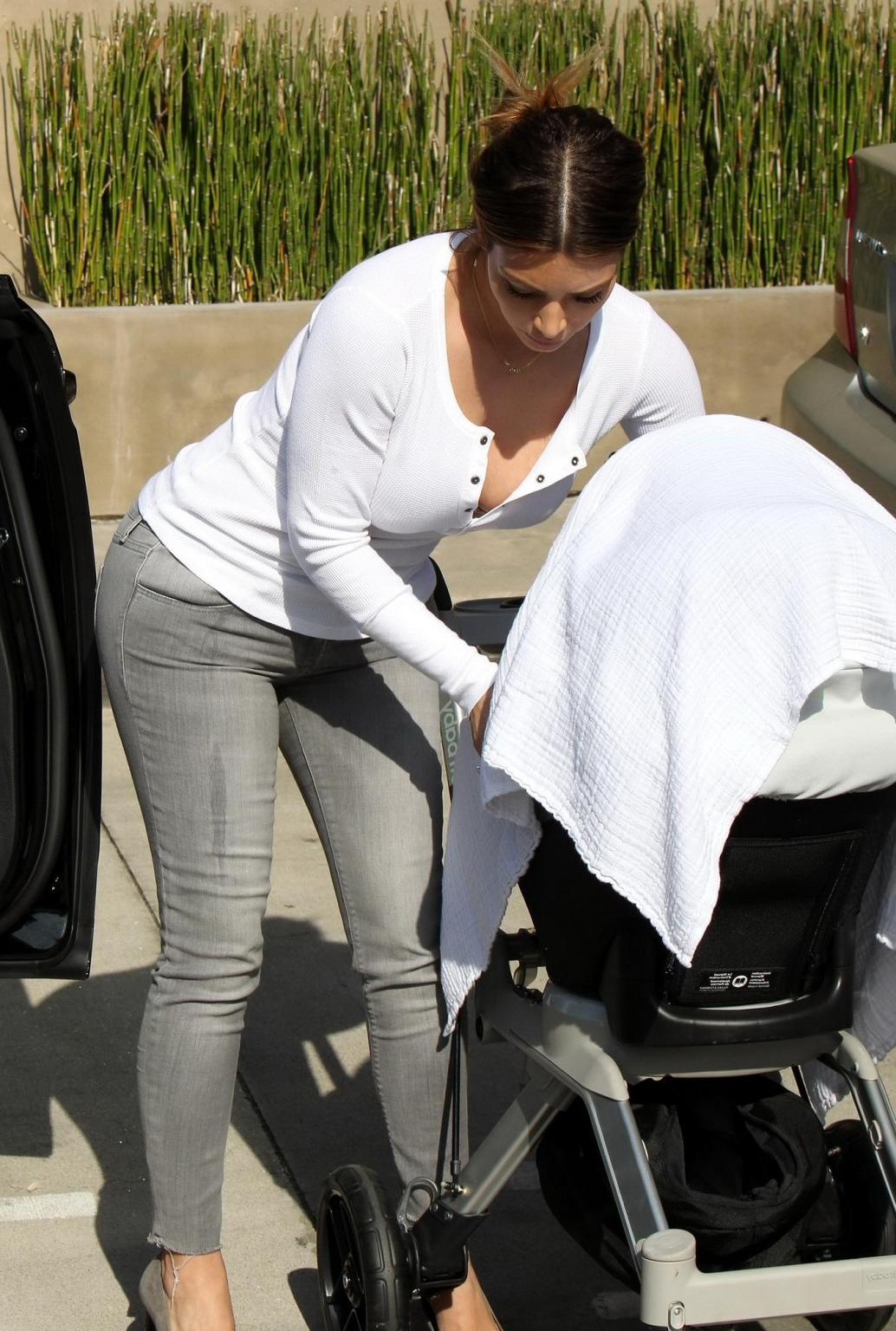 16P Kim Kardashian downblouse and shows booty while out for shopping in West Hollywo