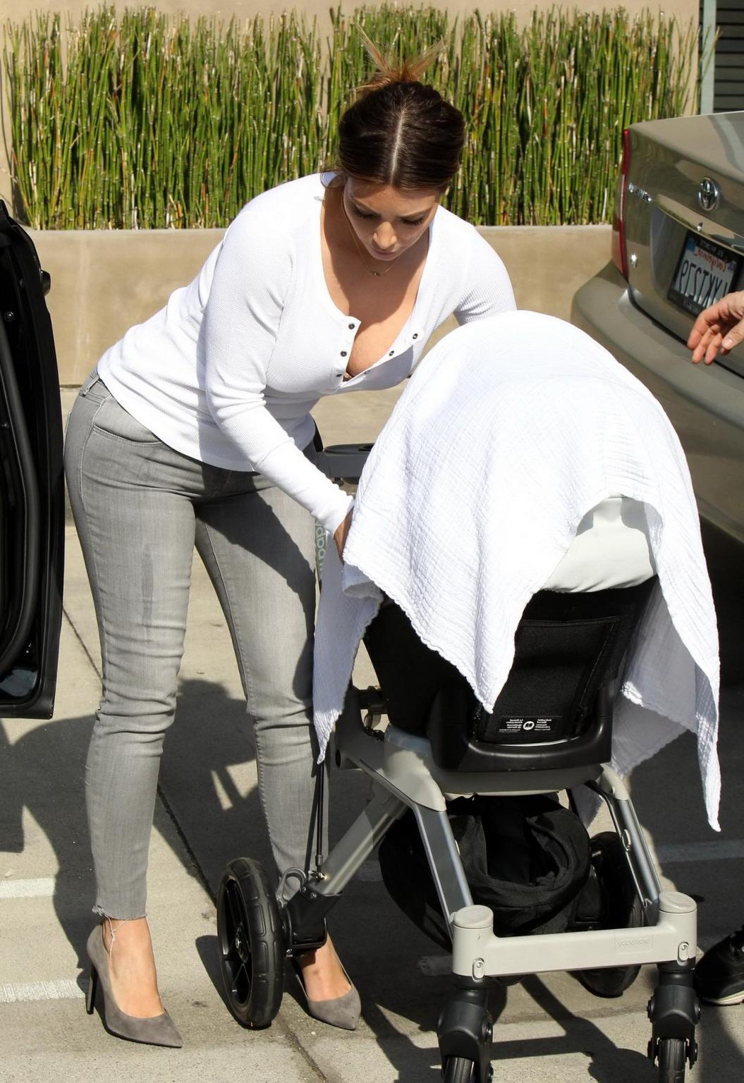 16P Kim Kardashian downblouse and shows booty while out for shopping in West Hollywo