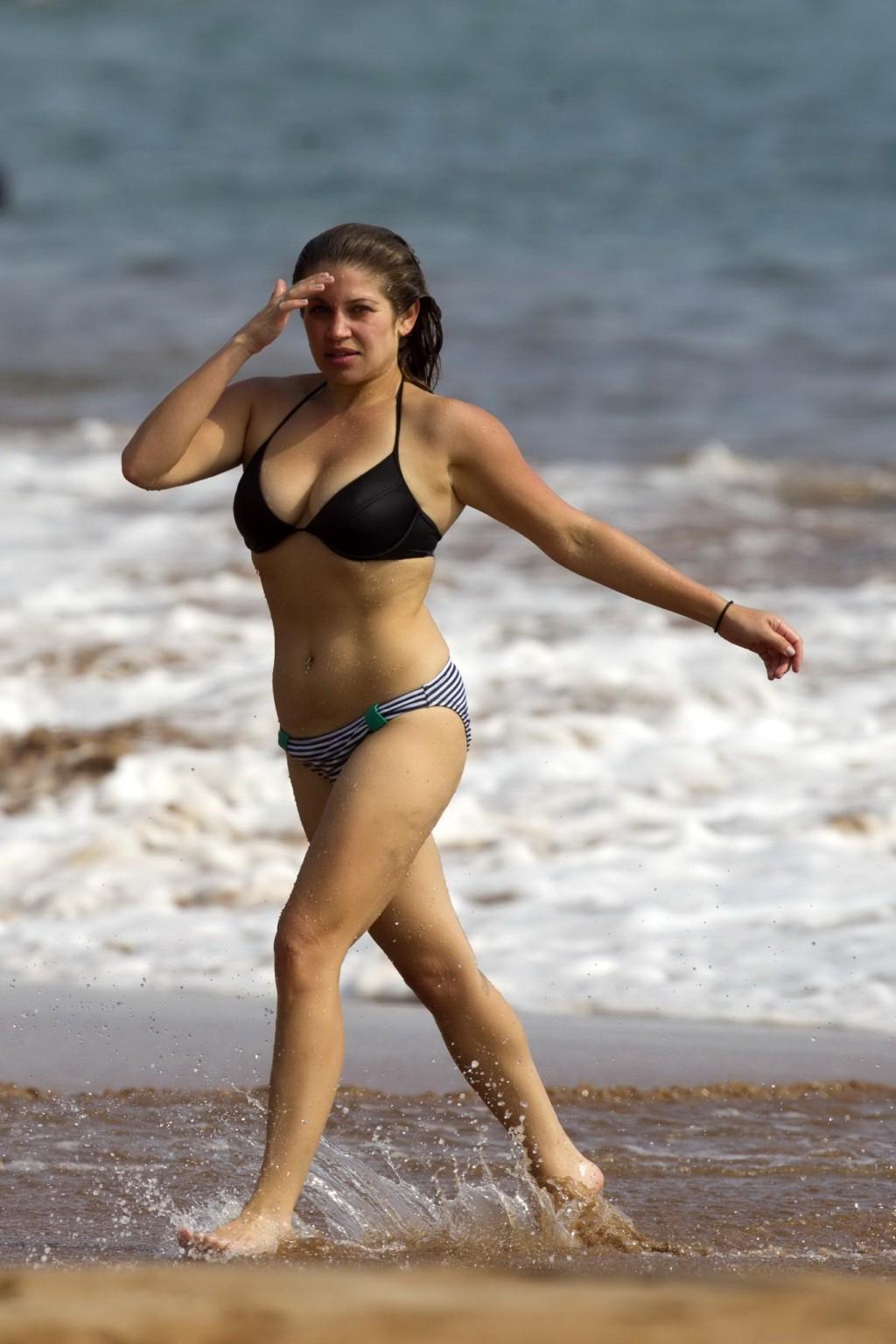 16P Danielle Fishel showing off her plump bikini body on a beach in Hawaii
