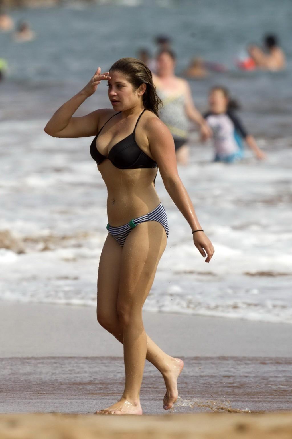 16P Danielle Fishel showing off her plump bikini body on a beach in Hawaii