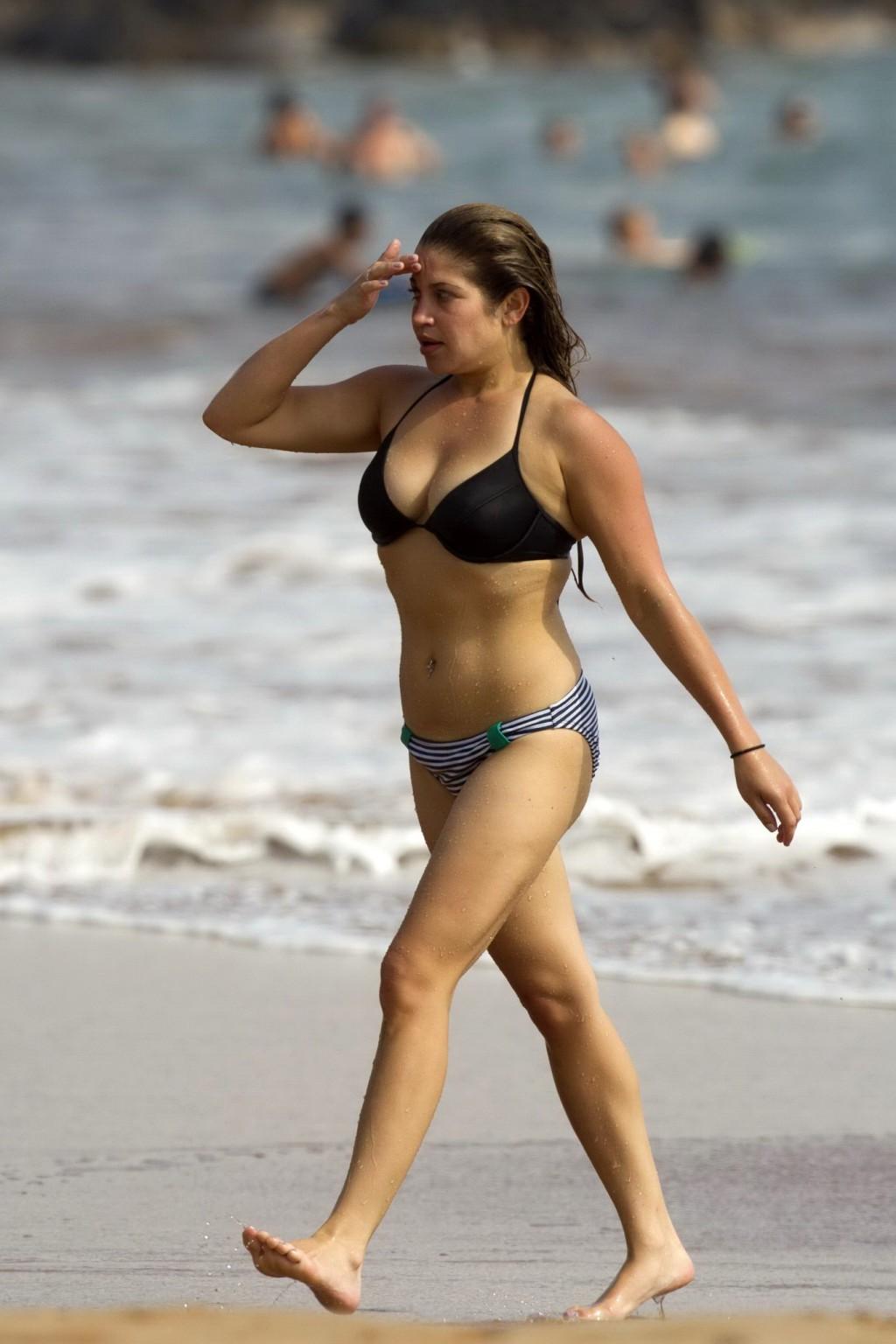 16P Danielle Fishel showing off her plump bikini body on a beach in Hawaii