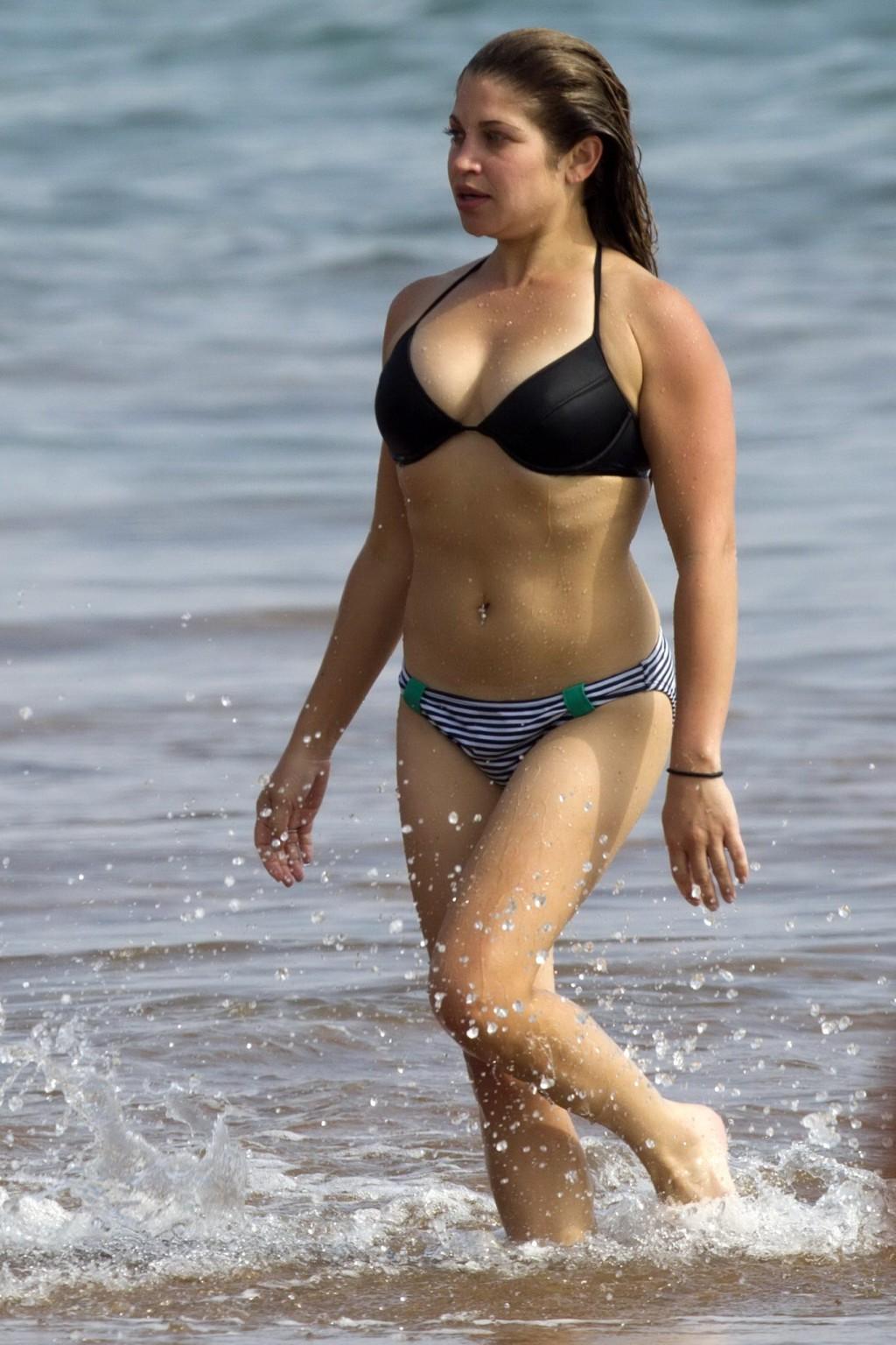 16P Danielle Fishel showing off her plump bikini body on a beach in Hawaii