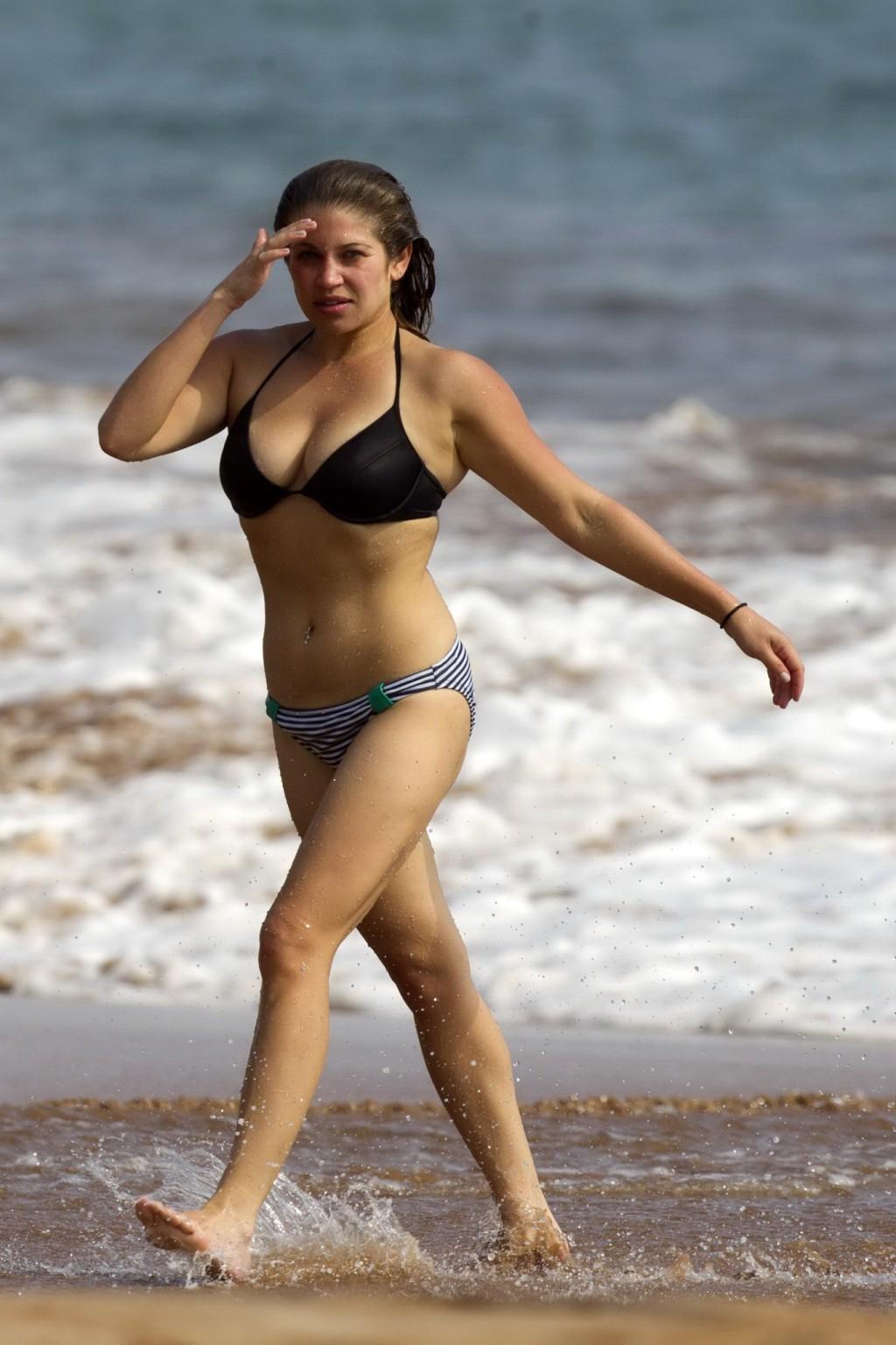 16P Danielle Fishel showing off her plump bikini body on a beach in Hawaii