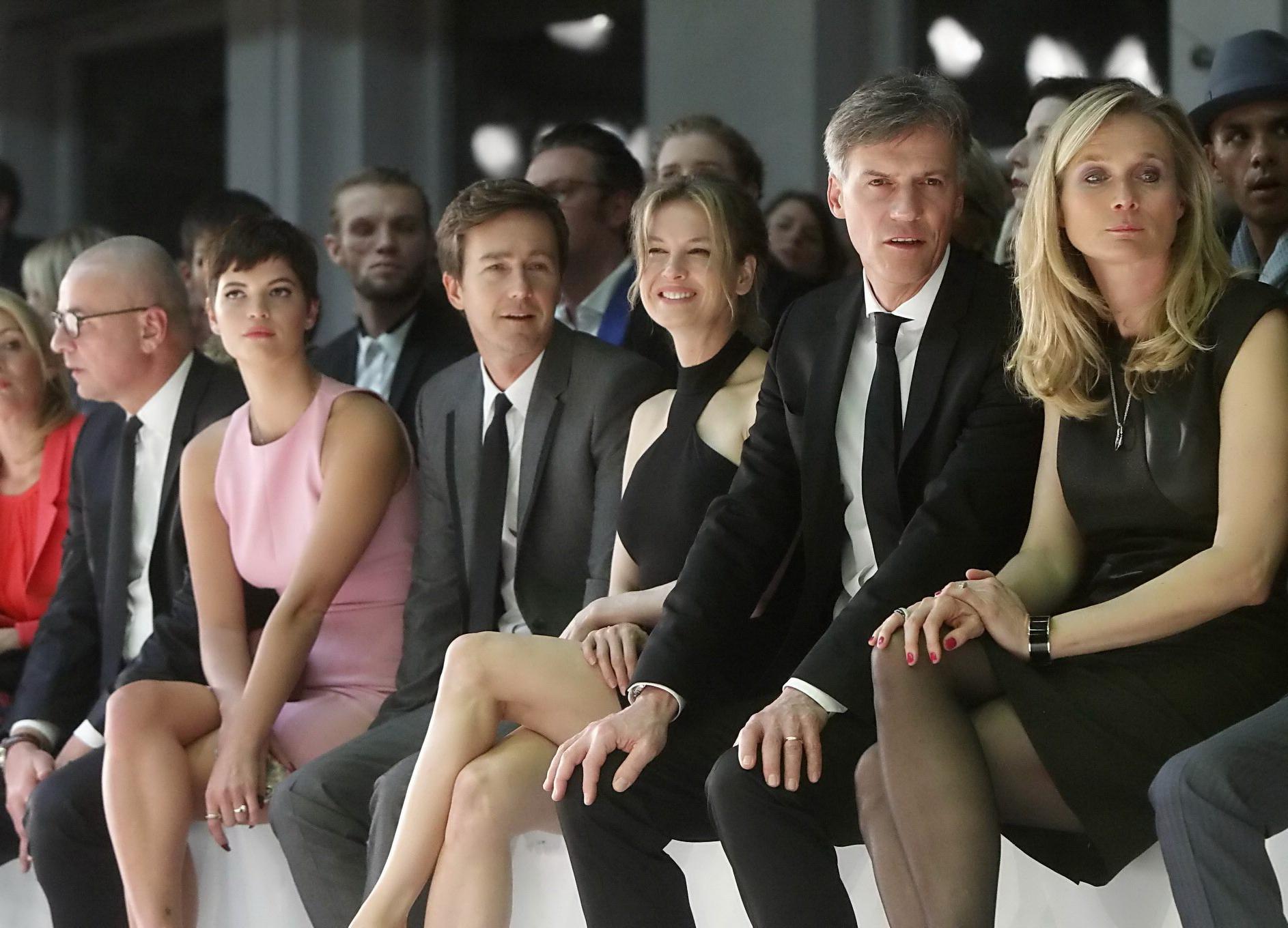 10P Renee Zellweger looks hot wearing black backless mini dress at the Hugo Boss fas