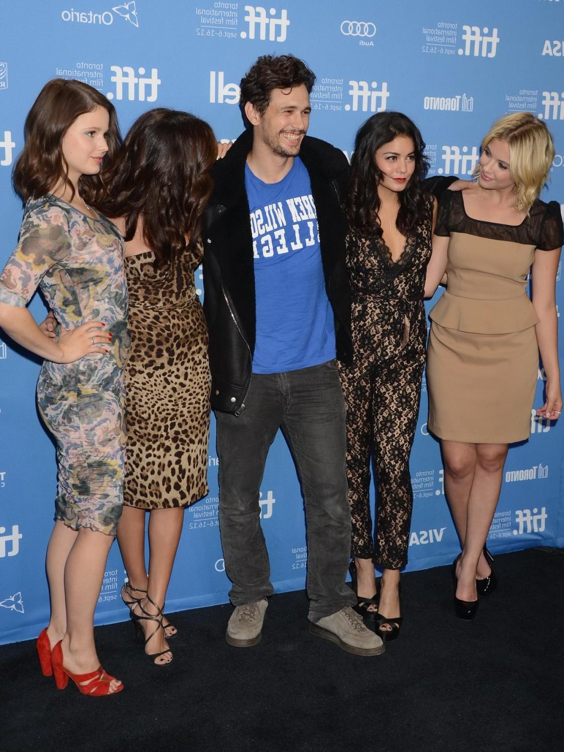 10P Selena Gomez busty wearing a low cut leopard print dress at ' Spring Breakers' p
