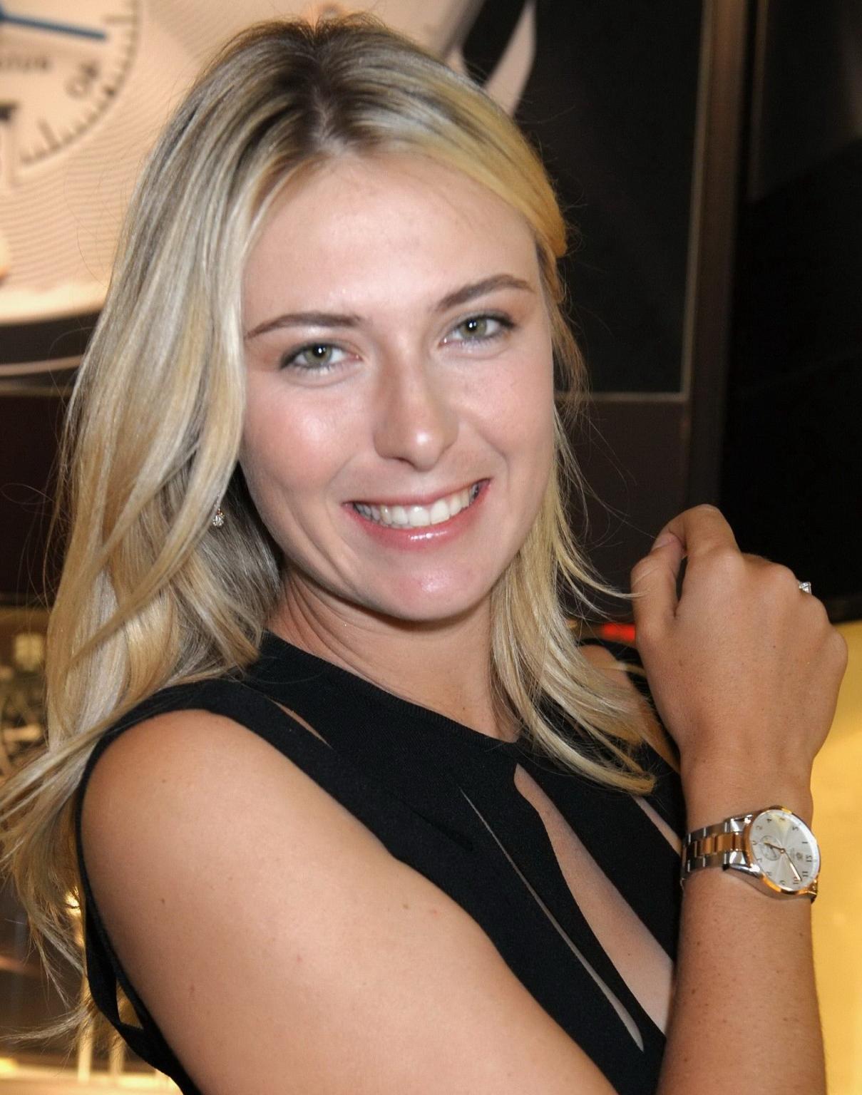 16P Maria Sharapova braless wearing a sexy black dress at TAG Heuer Aventura store o