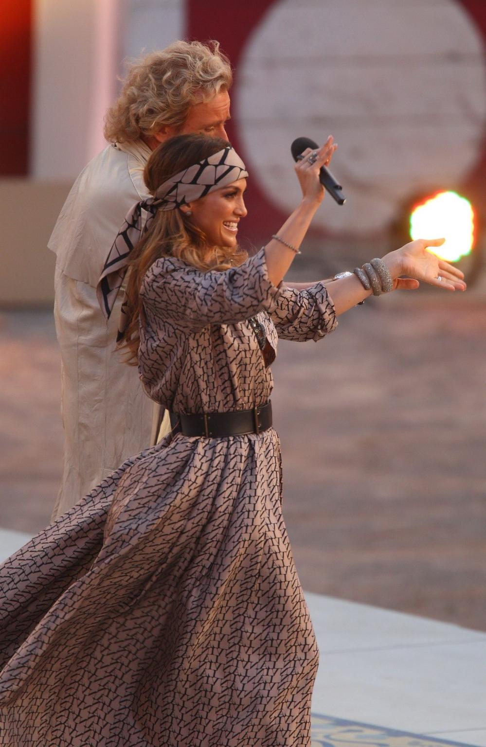 16P Jennifer Lopez boob slip on German 'Wetten Dass' TV show shooting in Palma de Ma