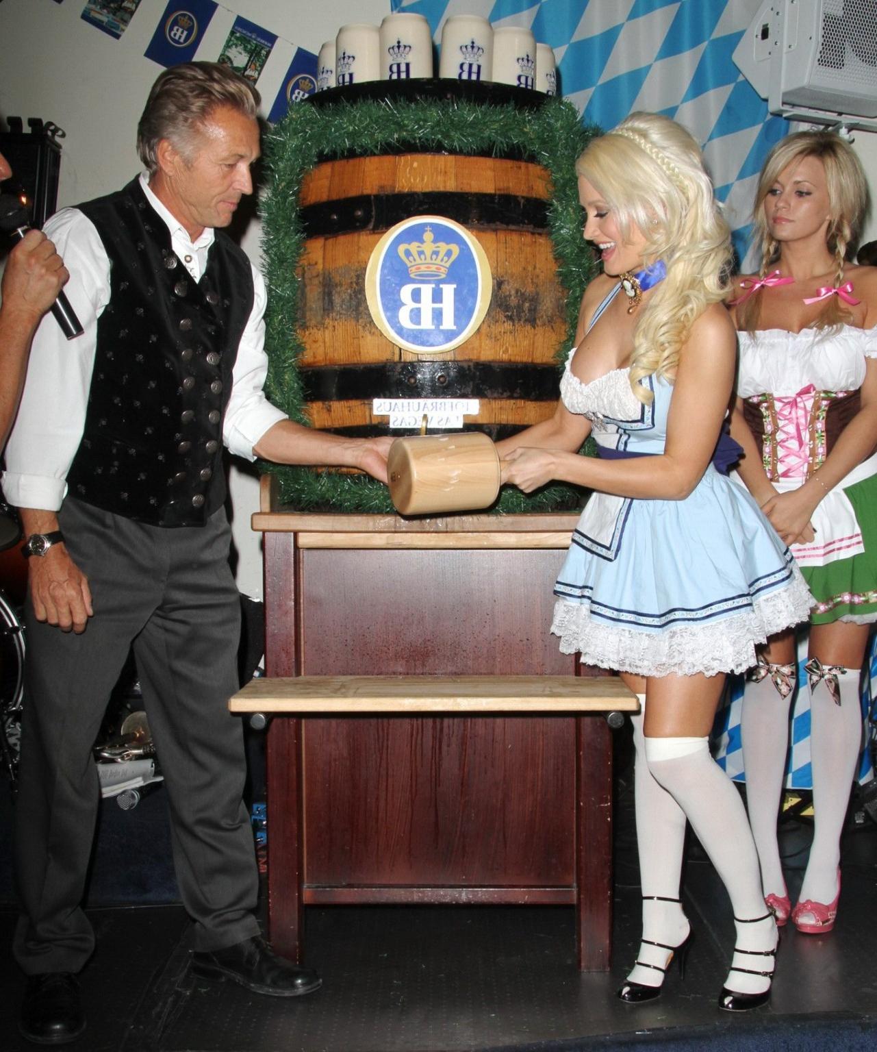 16P Holly Madison busty wearing skimpy German folkware at the Oktoberfest Keg at Hof