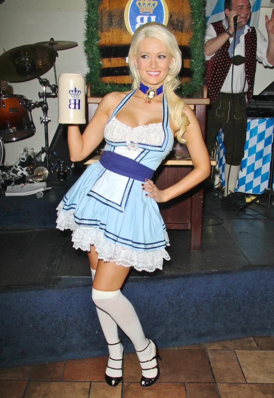 16P Holly Madison busty wearing skimpy German folkware at the Oktoberfest Keg at Hof