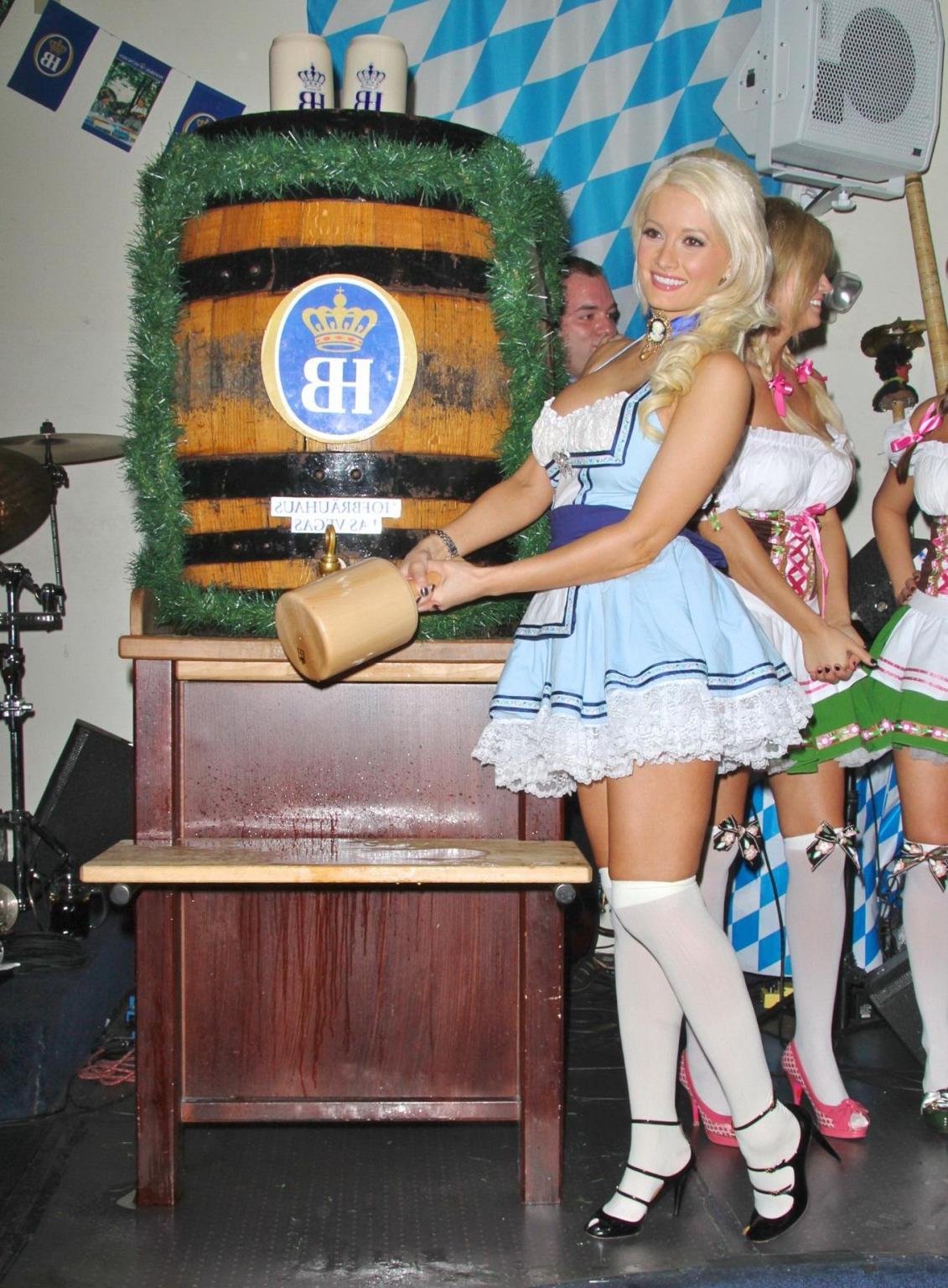 16P Holly Madison busty wearing skimpy German folkware at the Oktoberfest Keg at Hof