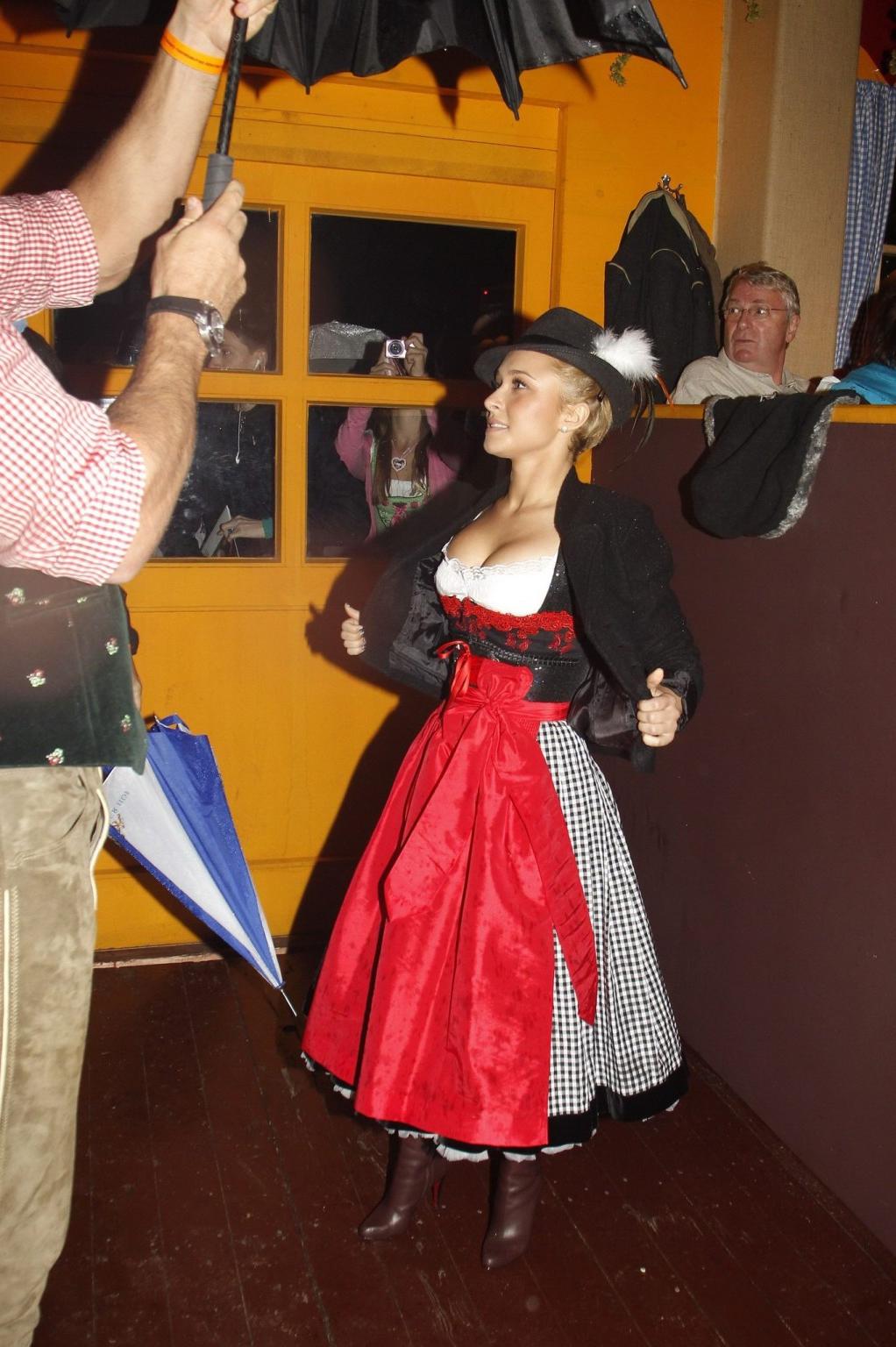 16P Hayden Panettiere busty in German folkwear at the Oktoberfest in Munich
