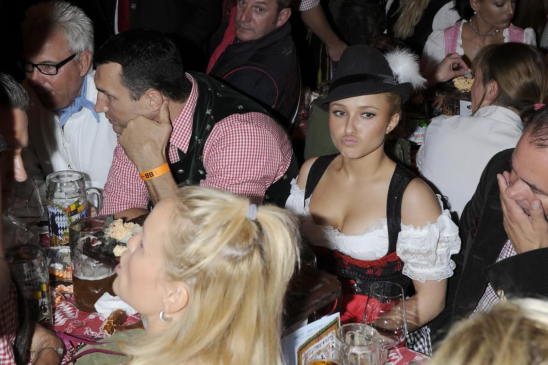 16P Hayden Panettiere busty in German folkwear at the Oktoberfest in Munich