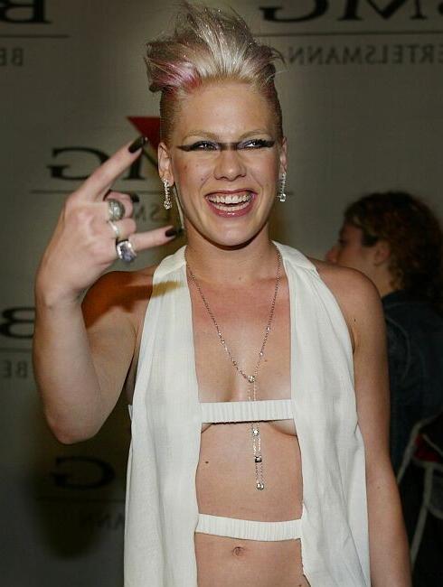 15P hardcore rocker Pink in several see thru dresses