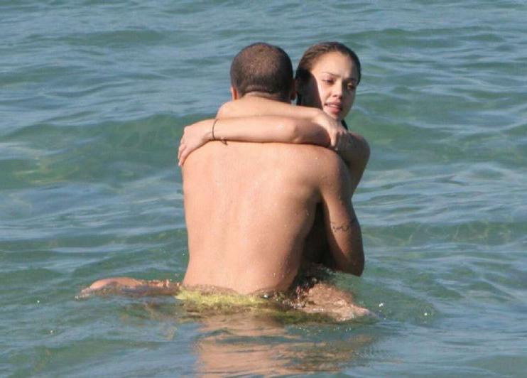 16P Jessica Alba having sex with guy in water and posing sexy