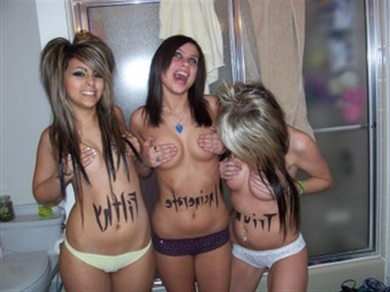 16P Punk teen posing with friends