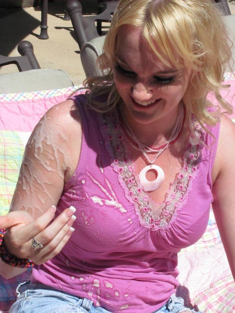 15P Two horny babes getting covered in cum