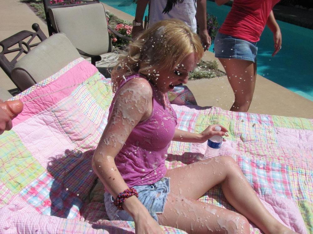 15P Two horny babes getting covered in cum