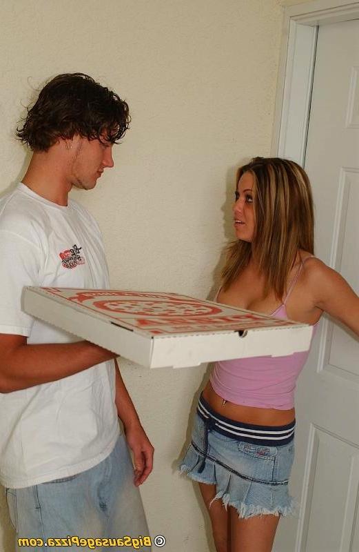 16P hungry babe eating cock through a pizza