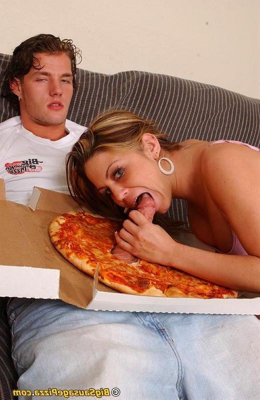 16P hungry babe eating cock through a pizza