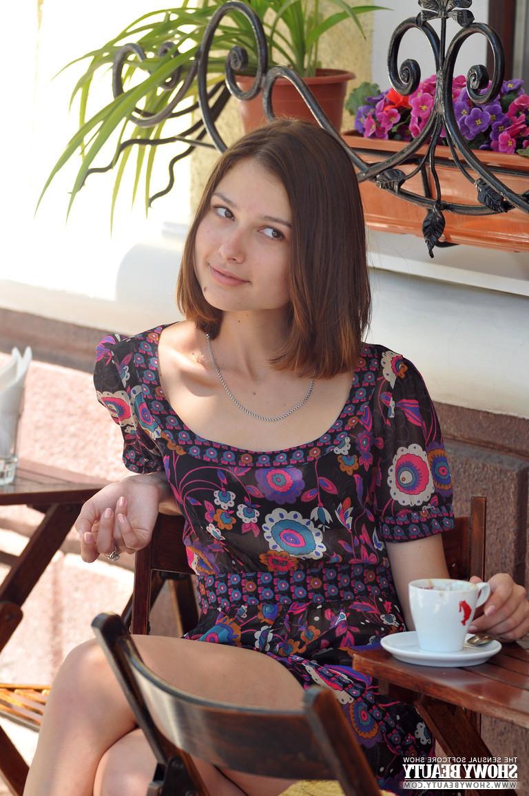 15P Skinny erotic teen showing off her perky tits