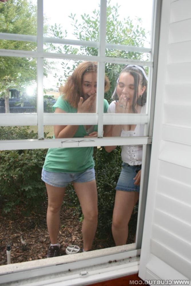 16P Two sexy teens from the same street give guy a handjob