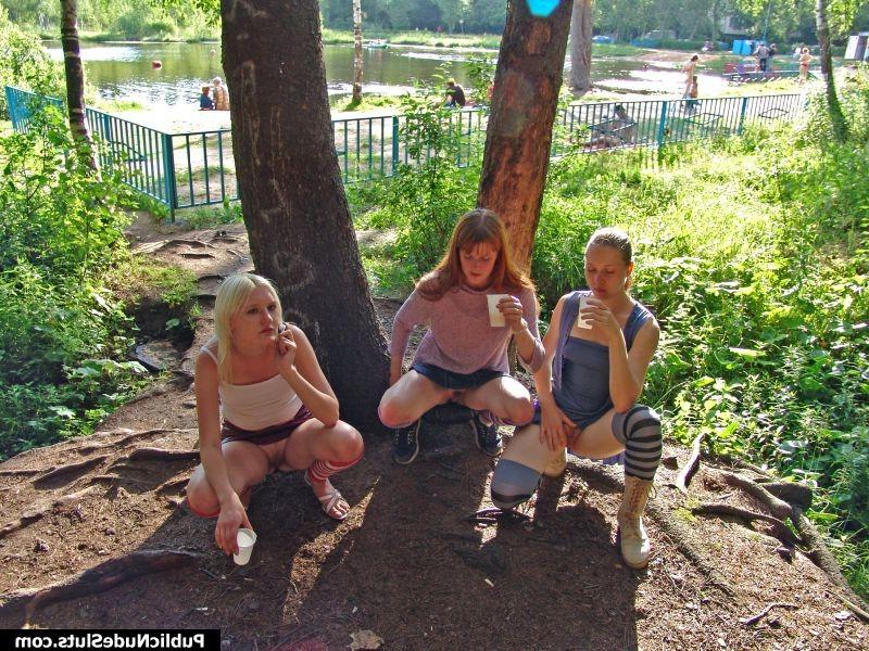 14P Three babes get naughty and run the hottest lesbian show in the park