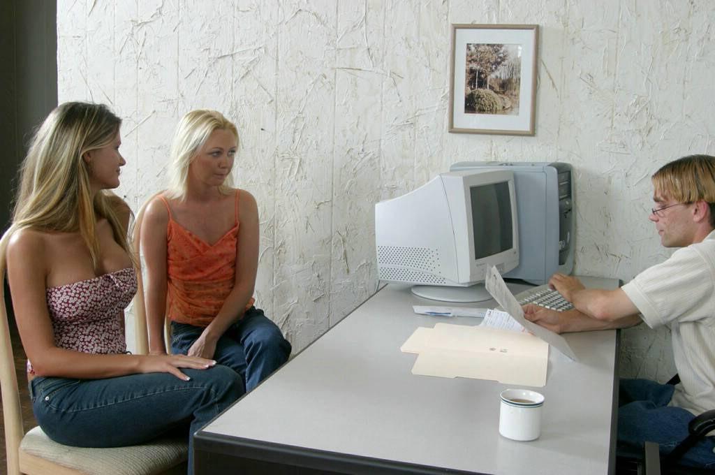 15P Two blonde sluts fucking their boss