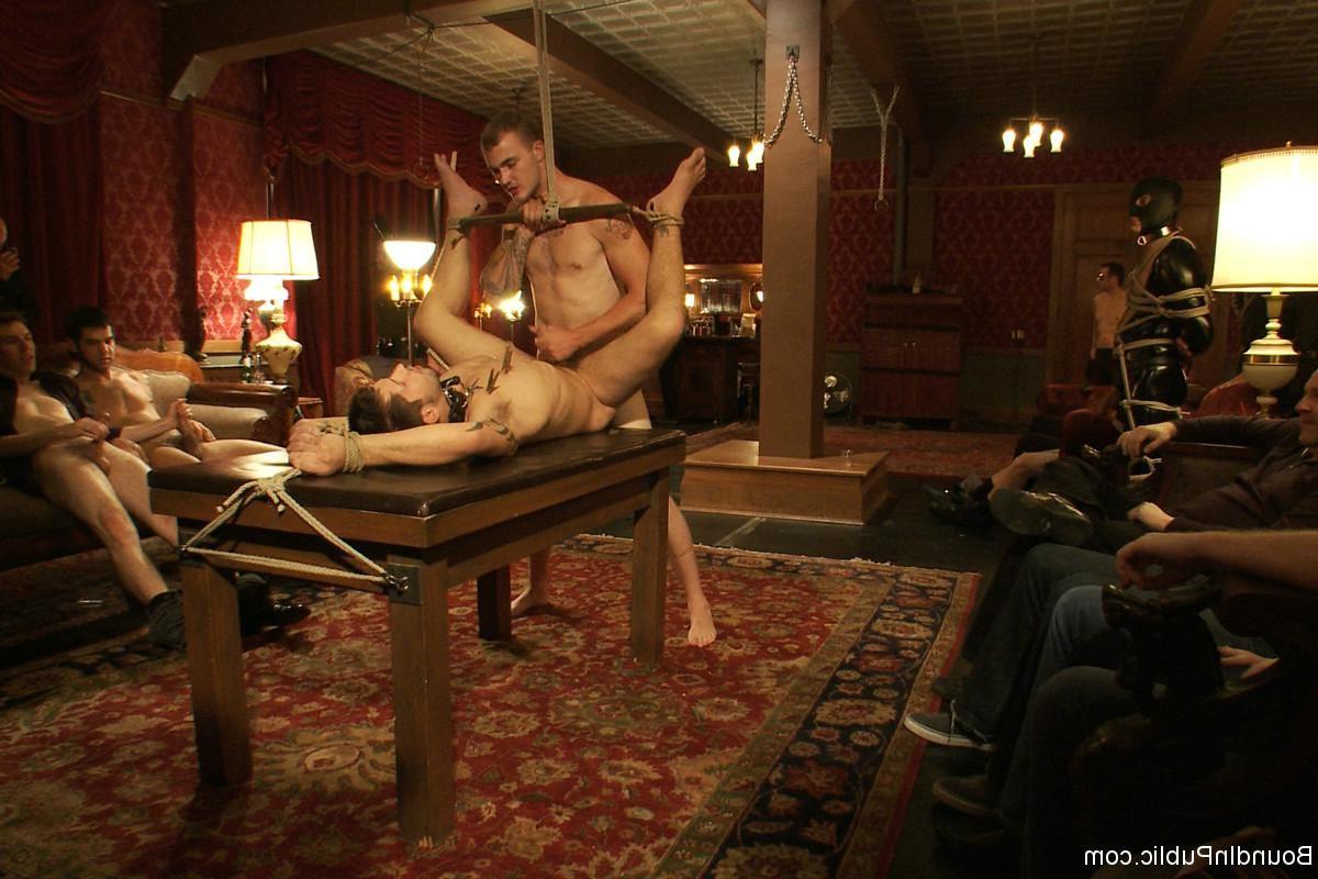 24P Slave gay gets tied up and fucked in public by group of gays