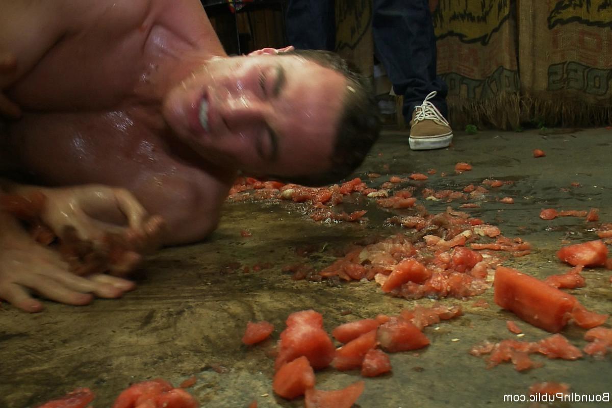 24P Slave gay gets tied up and fucked in public by group of gays