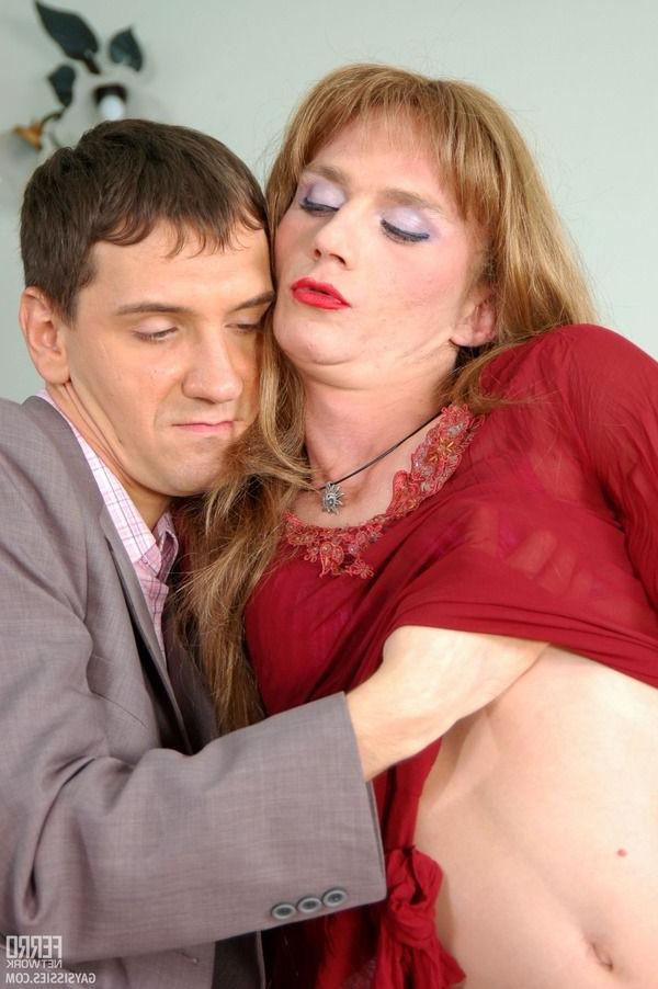 20P Female crossdresser in fishnet stockings ass fucking with guy