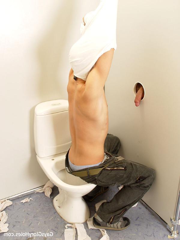 15P Gay getting cock in toilet