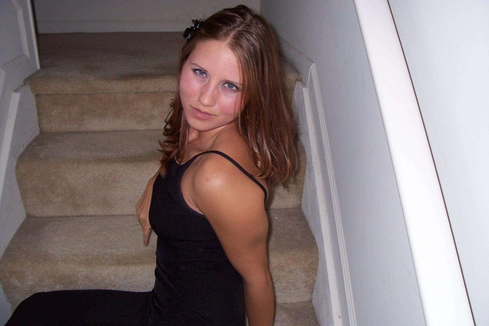 16P Cutie named Daisy strips off her black dress then gets into bed to play with her
