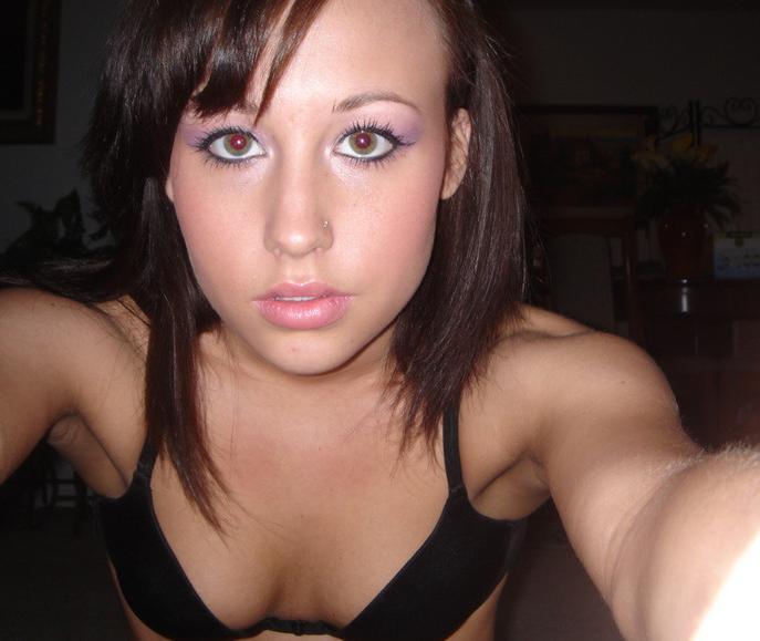 15P Brunette cutie nude teen with nice tits posing on camera