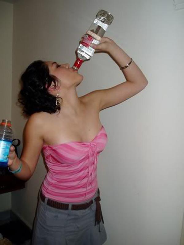 15P Amateur babe drinking vodka
