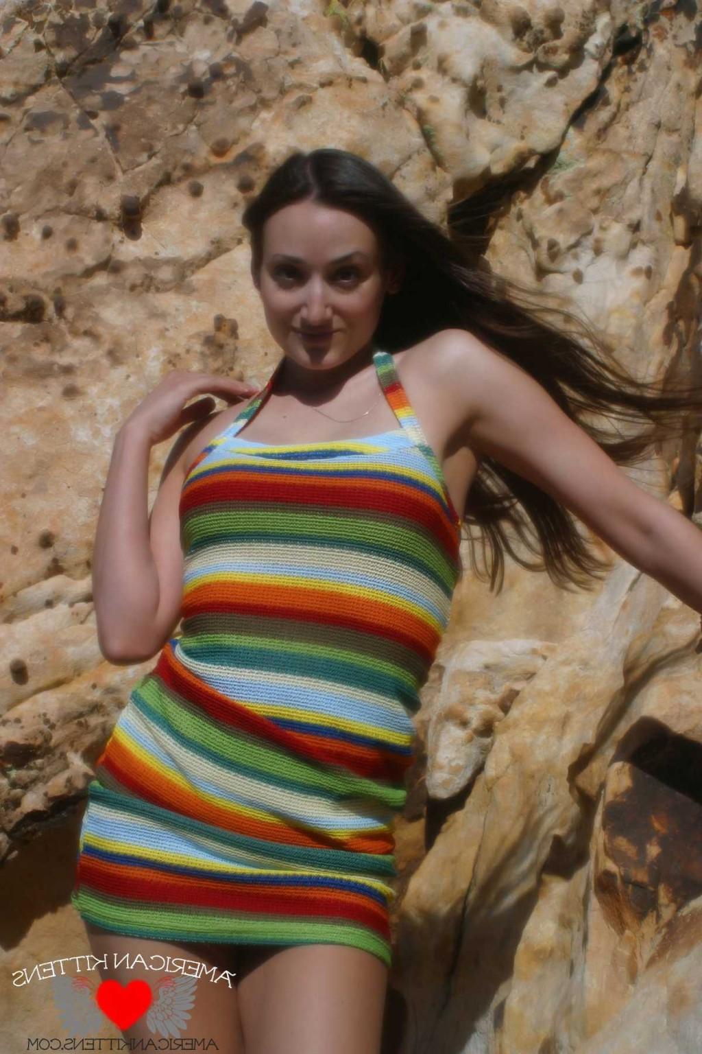18P Emma outside crazy dress only in Vegas can you see a girl in this thing hiking