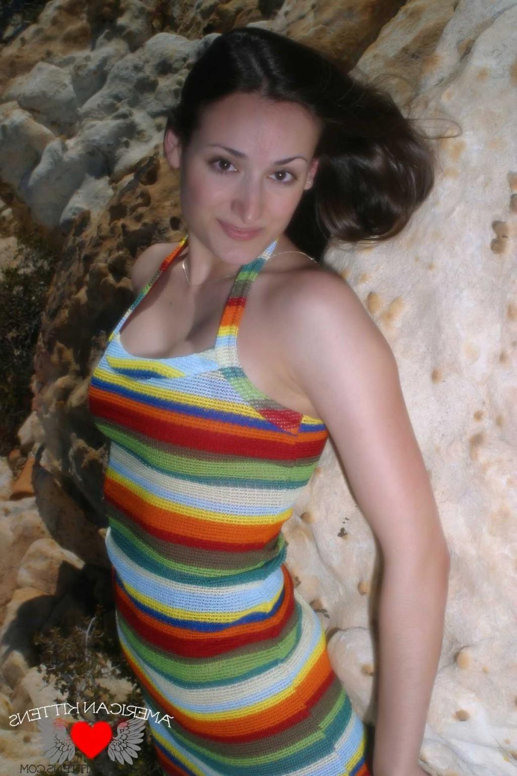18P Emma outside crazy dress only in Vegas can you see a girl in this thing hiking