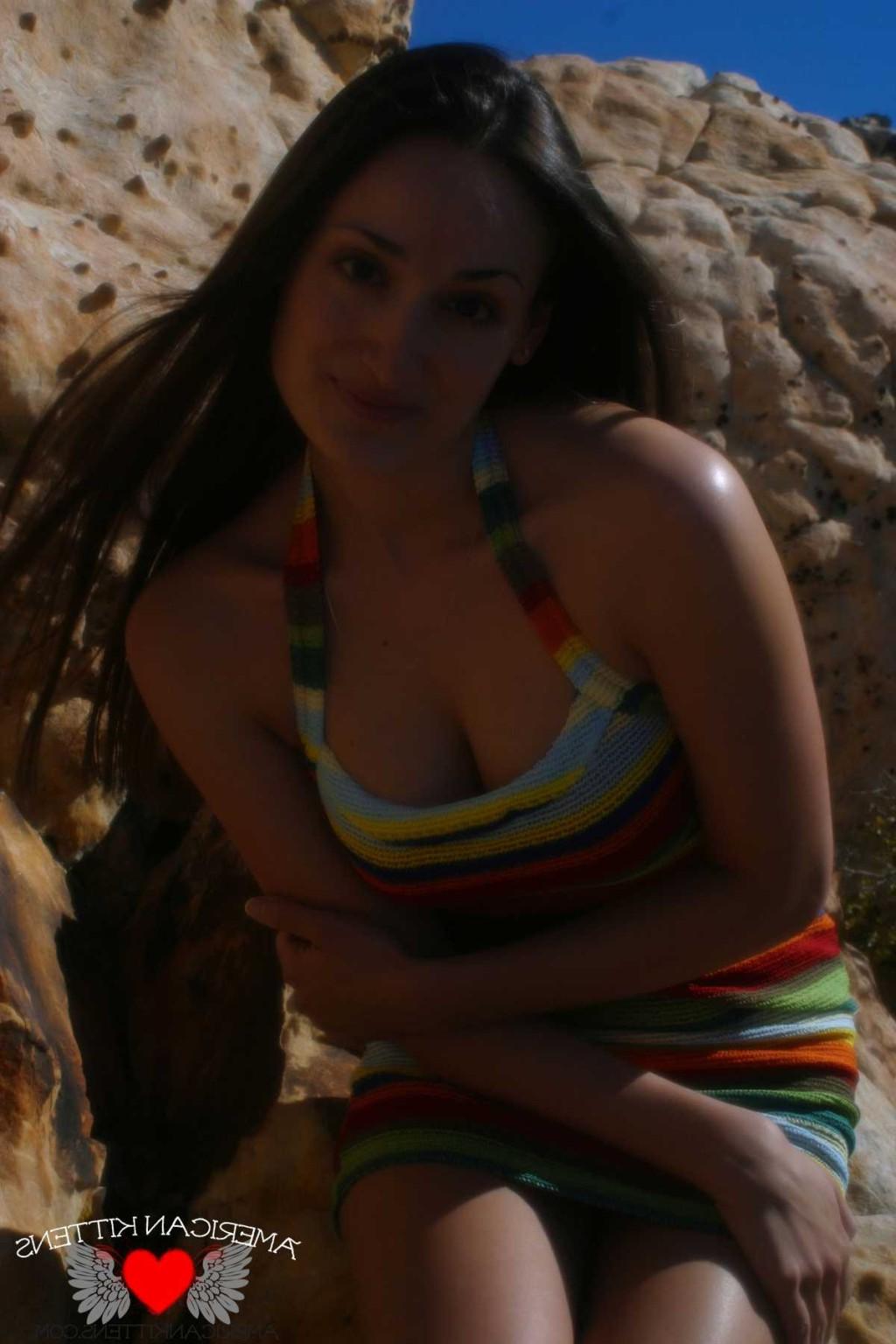 18P Emma outside crazy dress only in Vegas can you see a girl in this thing hiking