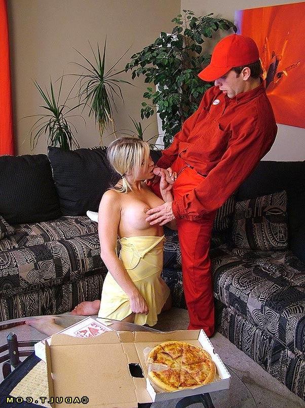 16P hungry babe sucking a pizza guys yummy dick