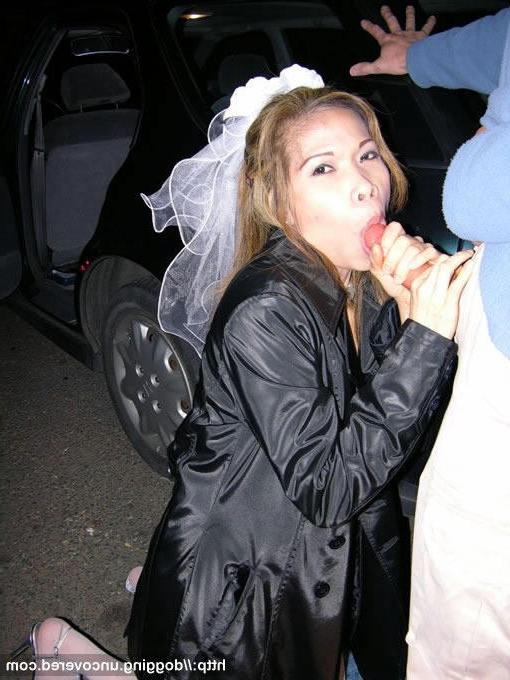 16P Horny asian wife sucking anonymous cocks outdoors