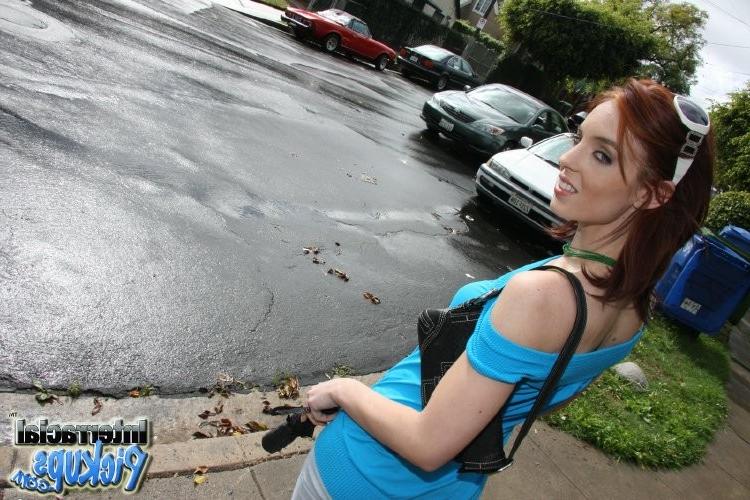 16P I picked sexy redhead from the street to suck my big black dick