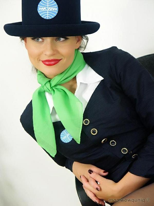 16P Sexy Stewardess Strips To Stockings