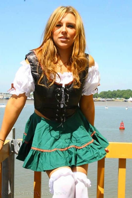 15P Cute German beer girl flashing outdoors