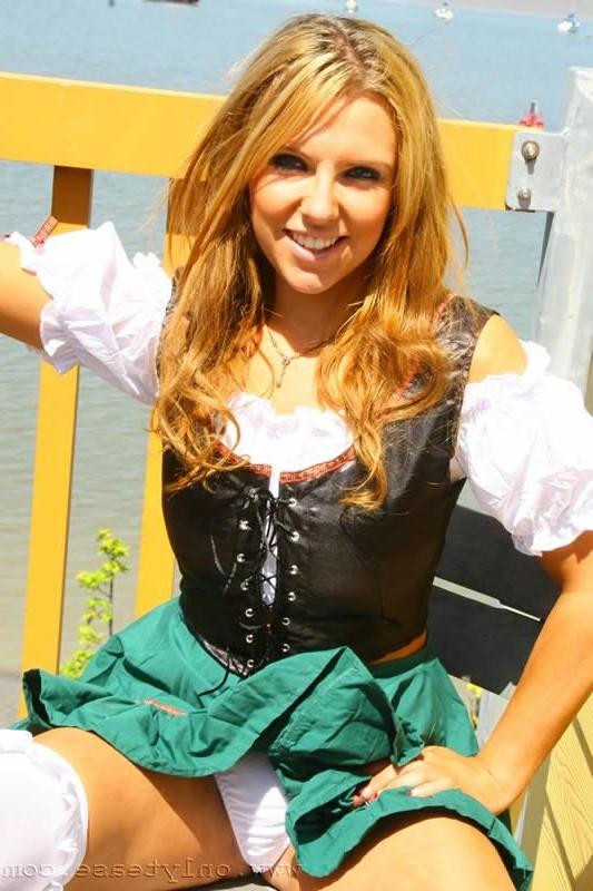 15P Cute German beer girl flashing outdoors