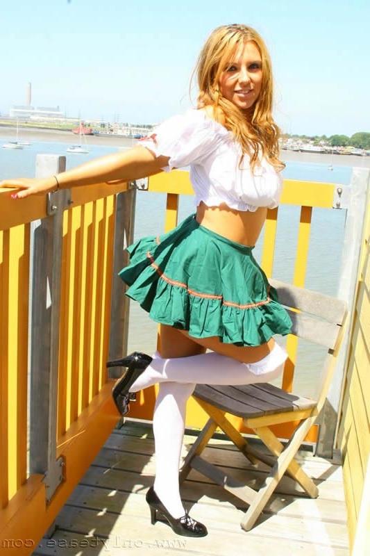 15P Cute German beer girl flashing outdoors