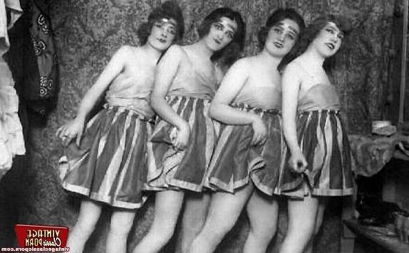 12P Several vintage ladies showing it all backstage